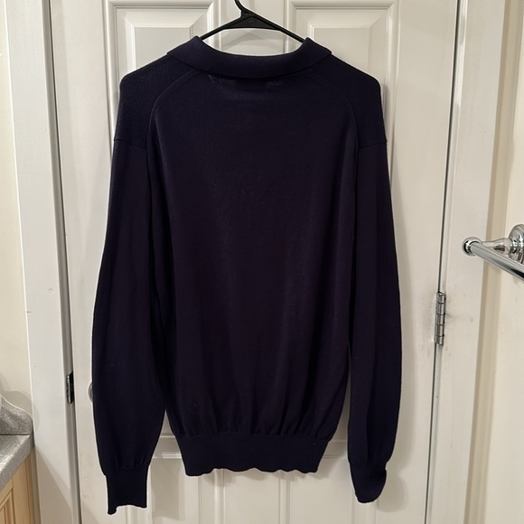 Brooks Brothers 100% Cotton Navy Blue Long-Sleeve Polo Size M - Picture 3 of 4